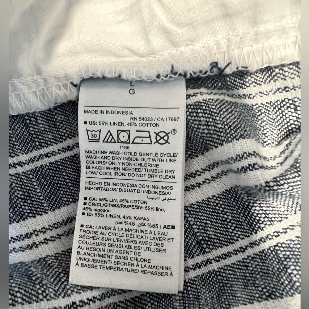 Old Navy Stripe Wide Leg Linen Pants ~ Size 10 ~ Blue - Picture 6 of 8